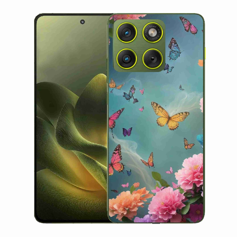 Gél borítás mmCase a Motorola Edge 70 készülékhez - színes virágok és pillangók