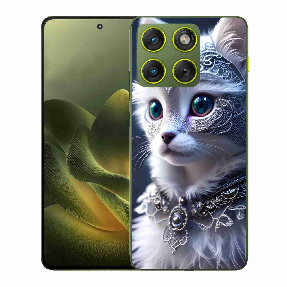 Zselés borítás mmCase a Motorola Edge 70 készülékhez - fehér macska