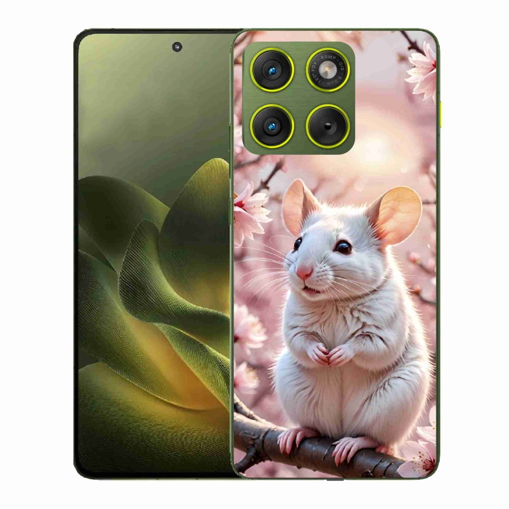 Zselés borítás mmCase a Motorola Edge 70 készülékhez - fehér egér az ágon