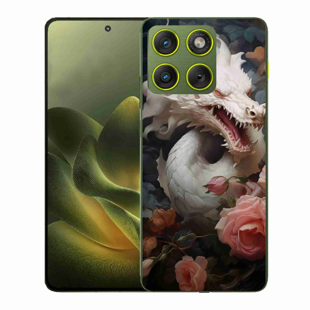 Zselés borítás mmCase a Motorola Edge 70 készülékhez - fehér sárkány
