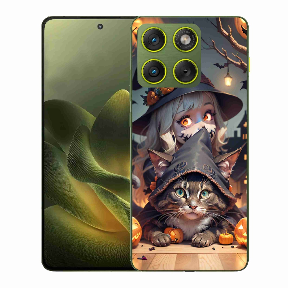 Zselés borítás mmCase a Motorola Edge 70 - boszorkány macskával