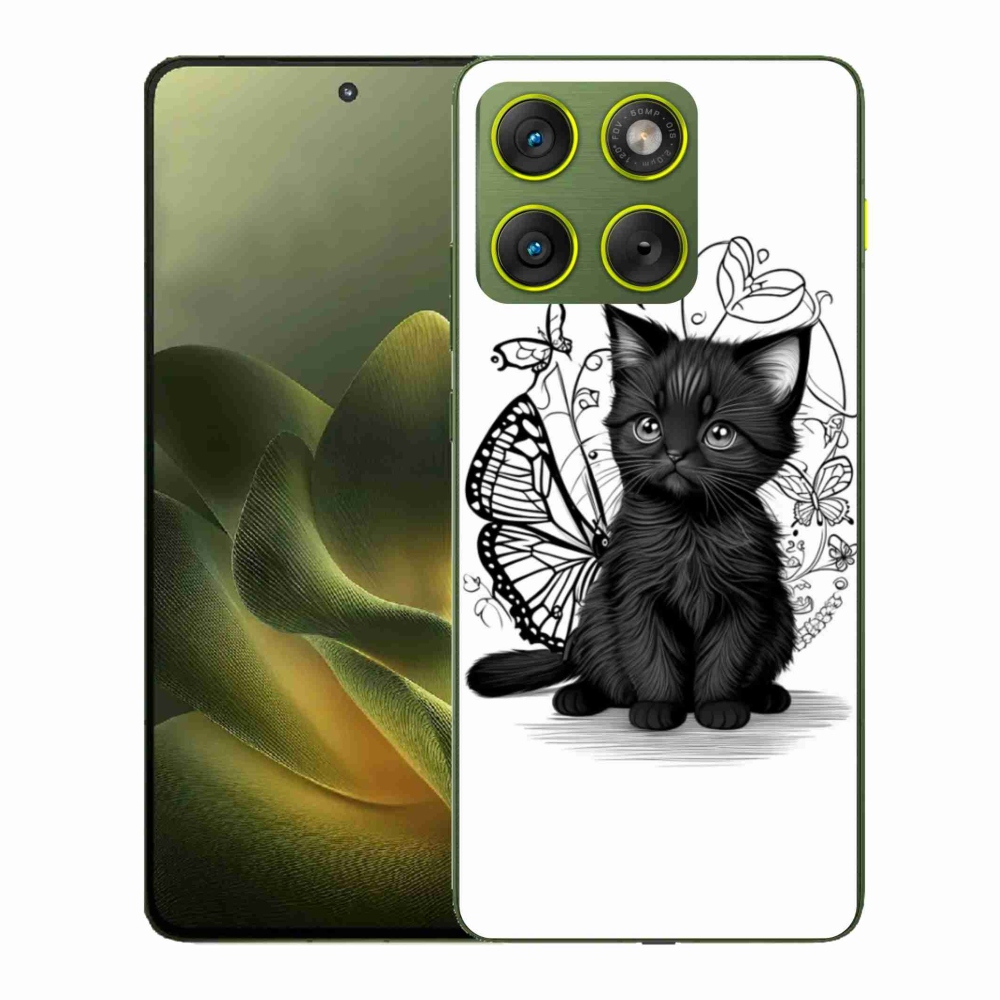 Zselés borítás mmCase a Motorola Edge 70 készülékhez - fekete cica