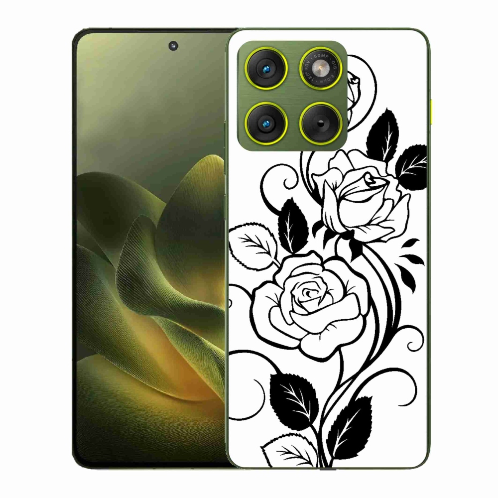 Zselés borítás mmCase a Motorola Edge 70 készülékhez - fekete-fehér rózsa