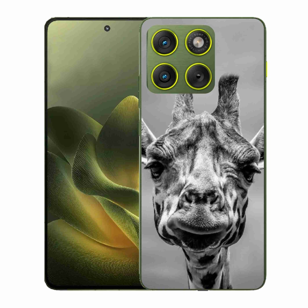 Zselés borítás mmCase a Motorola Edge 70 készülékhez - fekete-fehér zsiráf