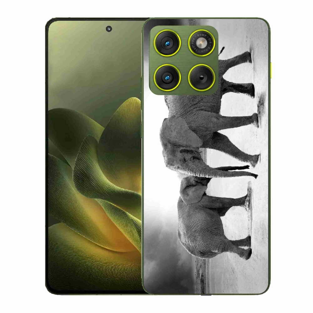 Zselés borítás mmCase a Motorola Edge 70 készülékhez - fekete és fehér elefántok