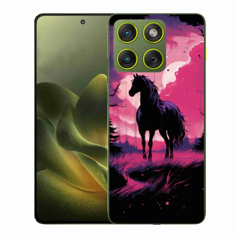 Zselés borítás mmCase a Motorola Edge 70 készülékhez - fekete rajzfilm ló 1