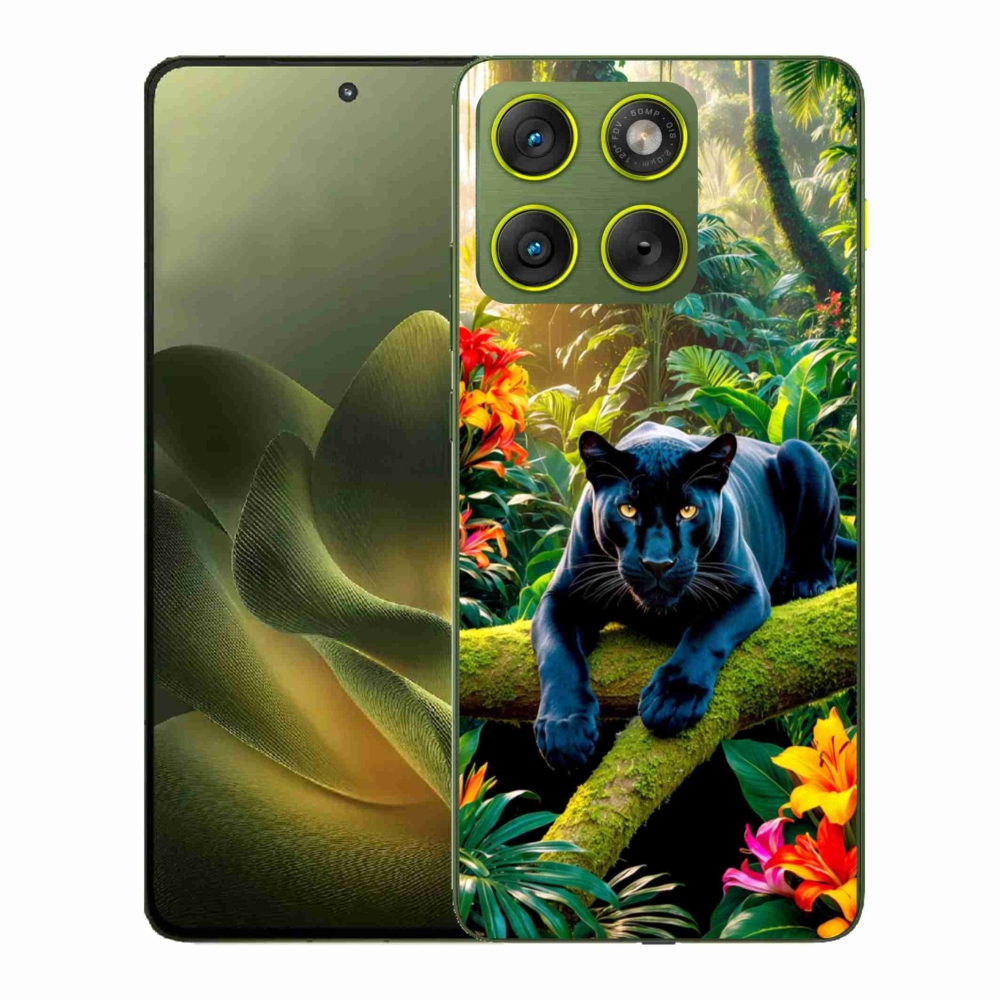Zselés borítás mmCase a Motorola Edge 70-hez - fekete párduc a dzsungelben