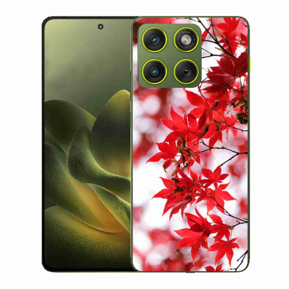 Zselés borítás mmCase a Motorola Edge 70 készülékhez - piros levelek
