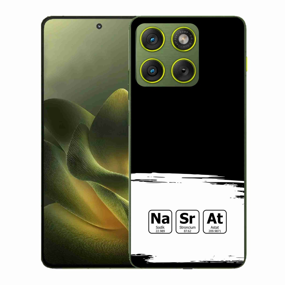 Gél borító mmCase a Motorola Edge 70-hez - kémiai elemek fehér és fekete háttérrel