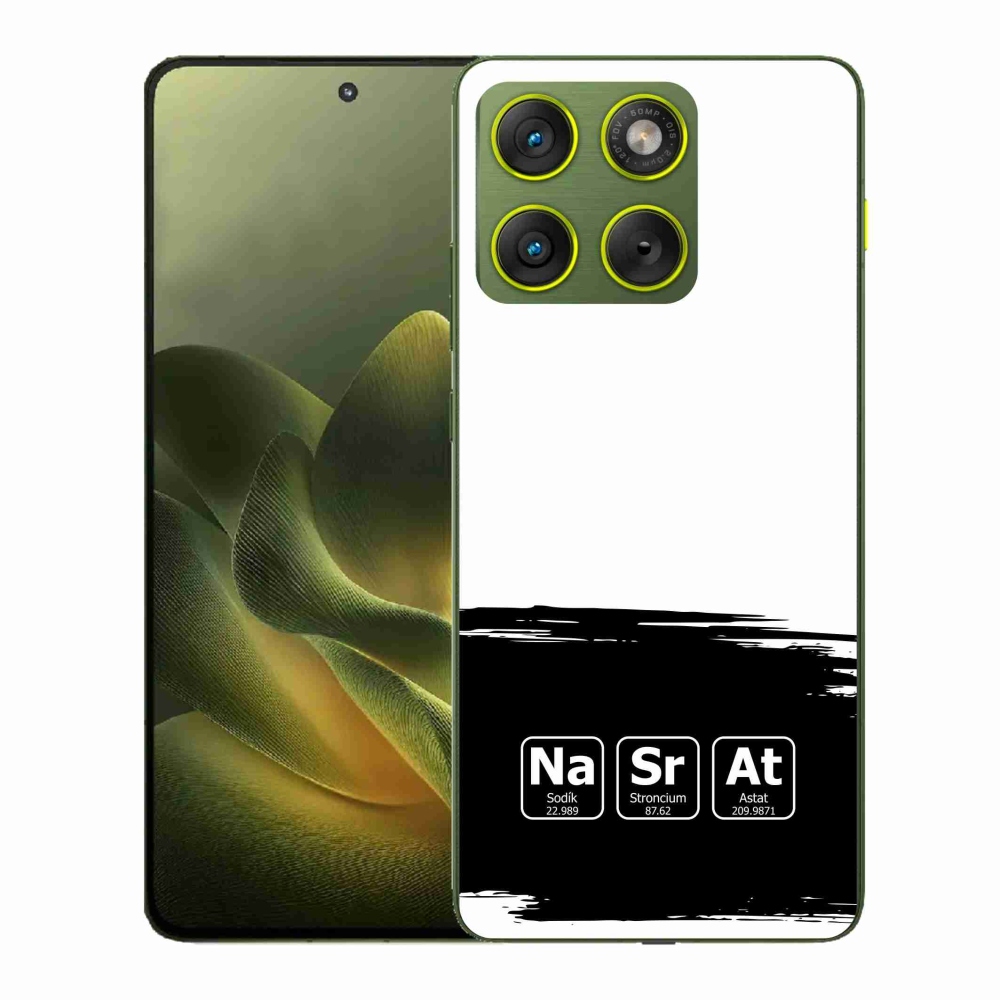 Gél borító mmCase a Motorola Edge 70-en - kémiai elemek fekete és fehér háttérrel