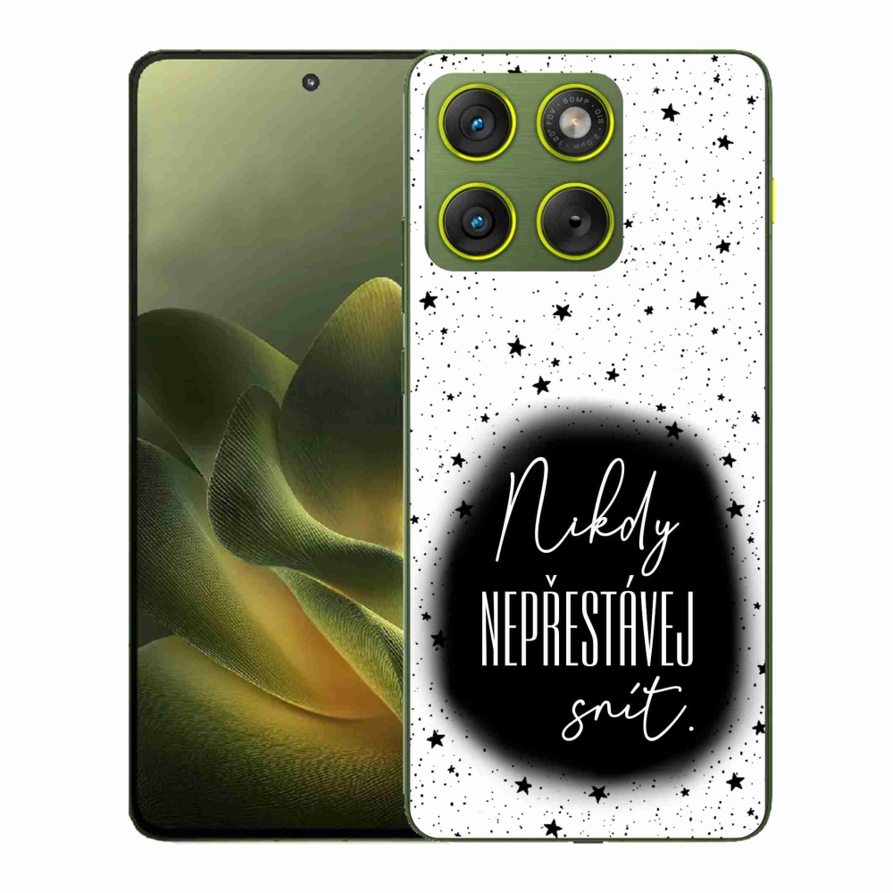 Zselés borítás mmCase a Motorola Edge 70 készülékhez - idézet 1 fekete-fehér háttérrel