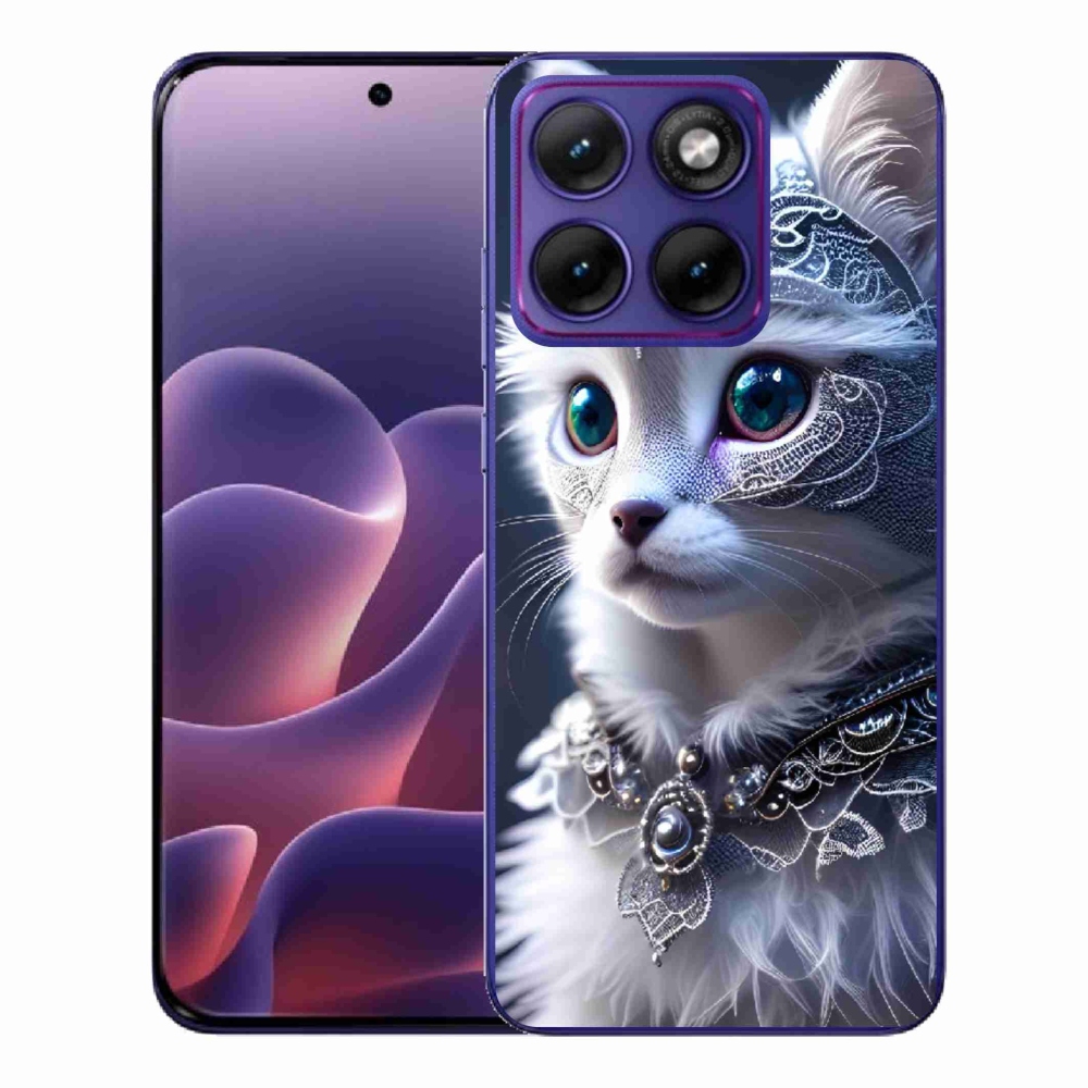Zselés tok mmCase a Motorola Edge 70 Fusion készülékhez - fehér macska