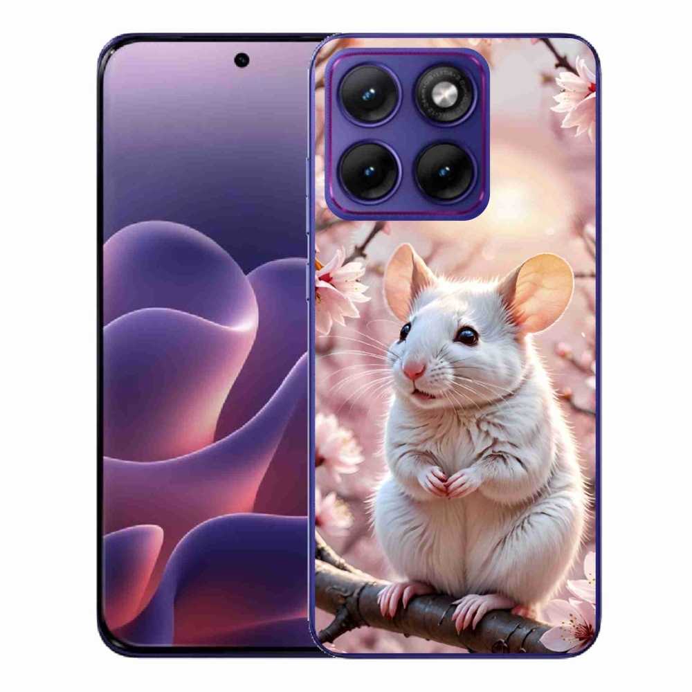 Zselés borítás mmCase a Motorola Edge 70 Fusion készülékhez - fehér egér az ágon