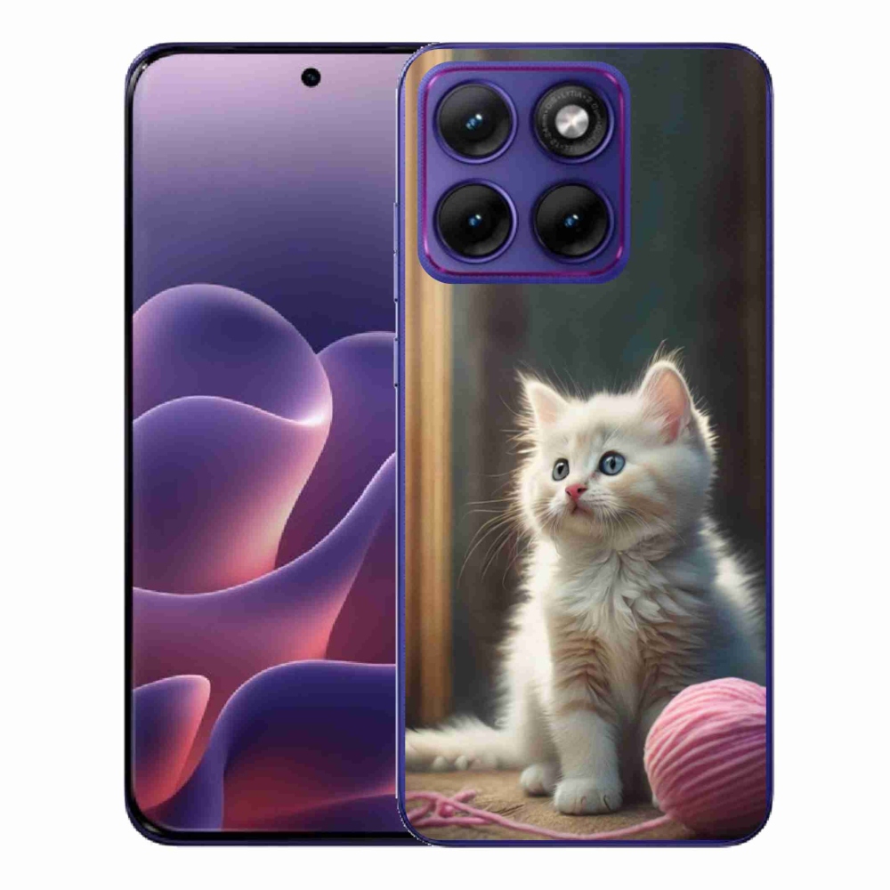 Zselés borítás mmCase a Motorola Edge 70 Fusion készülékhez - fehér cica 2
