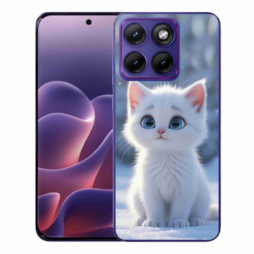 Zselés borítás mmCase a Motorola Edge 70 Fusion készülékhez - fehér cica 3