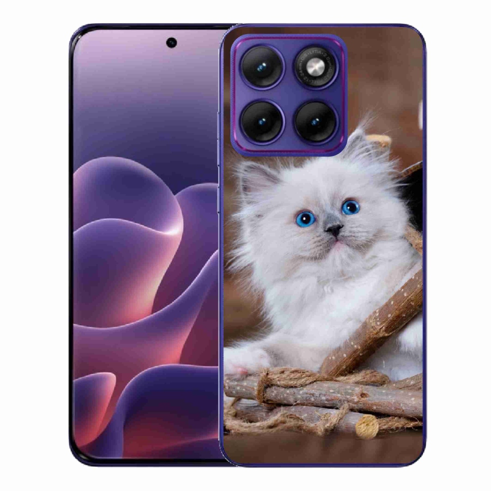 Zselés borítás mmCase a Motorola Edge 70 Fusion készülékhez - fehér cica