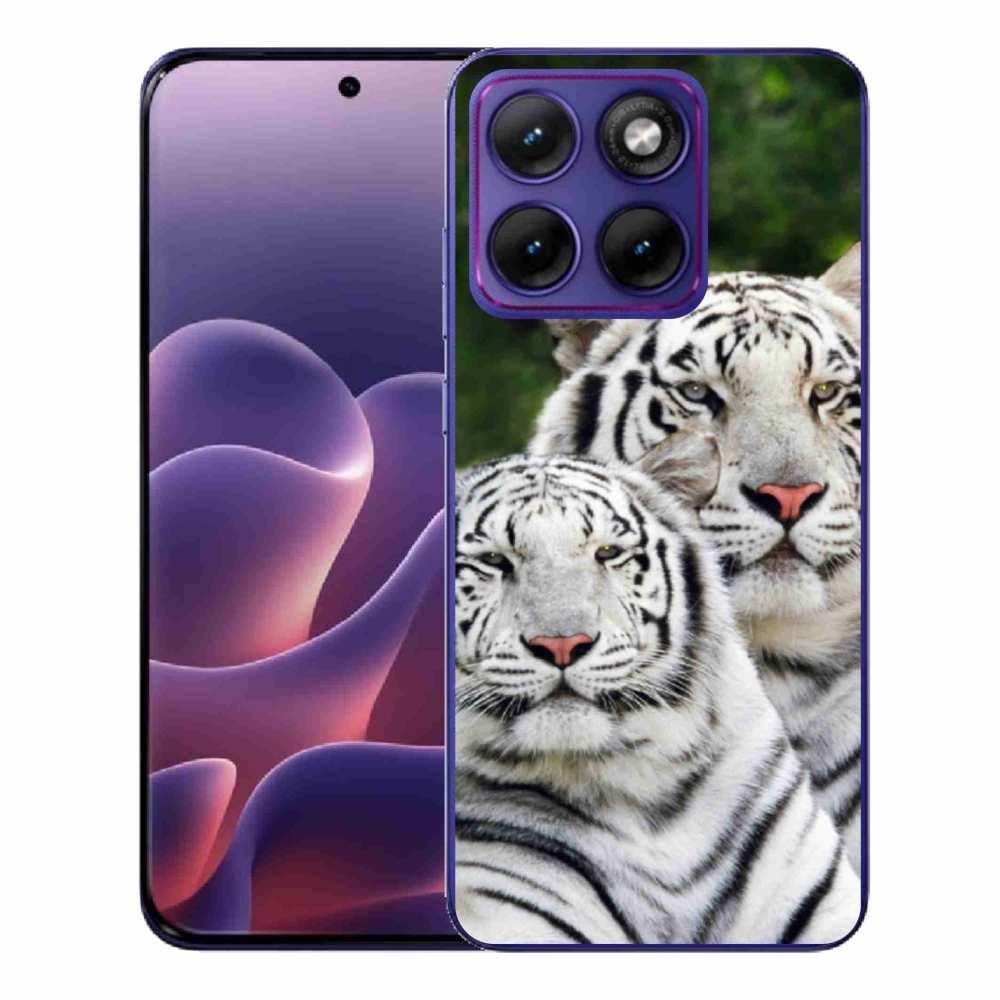 Zselés borítás mmCase a Motorola Edge 70 Fusion készülékhez - fehér tigrisek