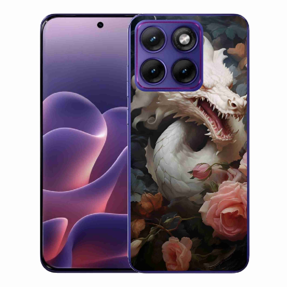 Zselés borítás mmCase Motorola Edge 70 Fusion készülékhez - fehér sárkány