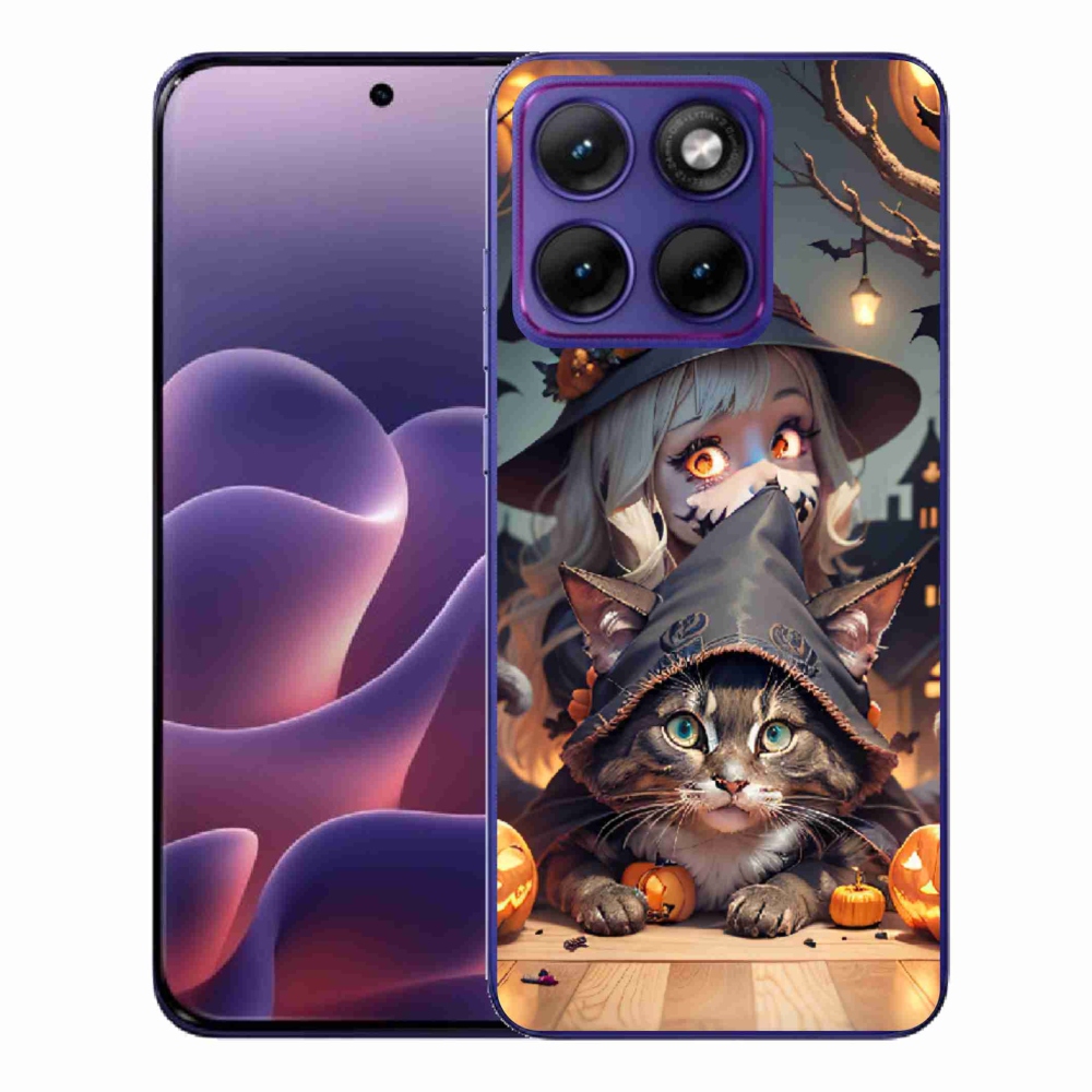 Zselés borítás mmCase a Motorola Edge 70 Fusion készülékhez - boszorkány macskával