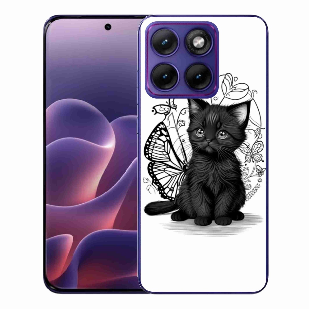 Zselés borítás mmCase a Motorola Edge 70 Fusion készülékhez - fekete cica