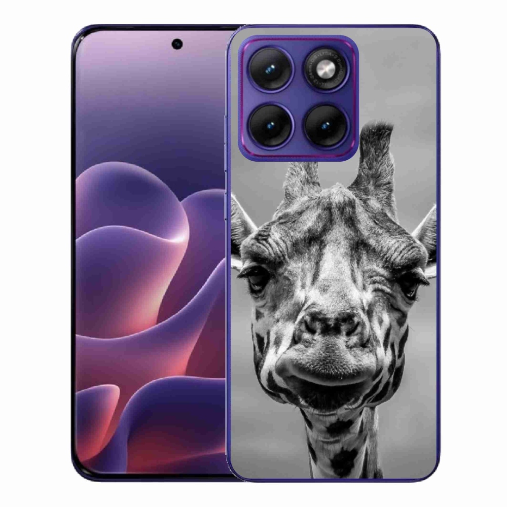 Zselés borítás mmCase a Motorola Edge 70 Fusion készülékhez - fekete-fehér zsiráf