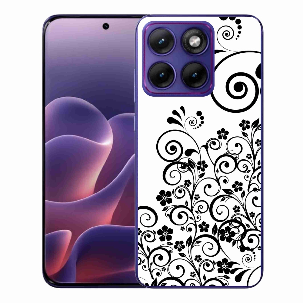 Zselés borítás mmCase a Motorola Edge 70 Fusion készülékhez - fekete-fehér virágminták