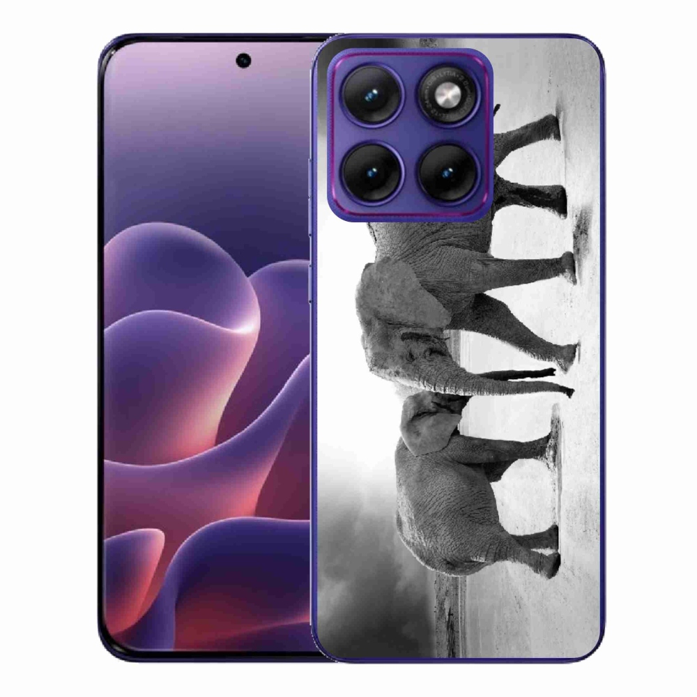 Zselés borítás mmCase a Motorola Edge 70 Fusion készülékhez - fekete és fehér elefántok