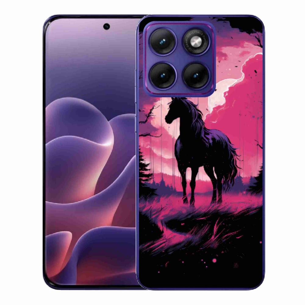 Zselés borítás mmCase a Motorola Edge 70 Fusion készülékhez - fekete rajzfilm ló 1