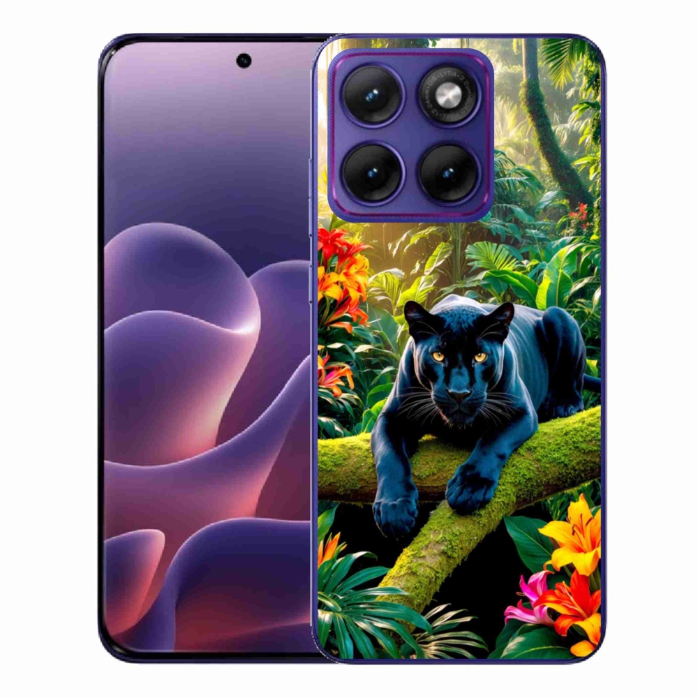 Zselés borítás mmCase a Motorola Edge 70 Fusion készülékhez - fekete párduc a dzsungelben