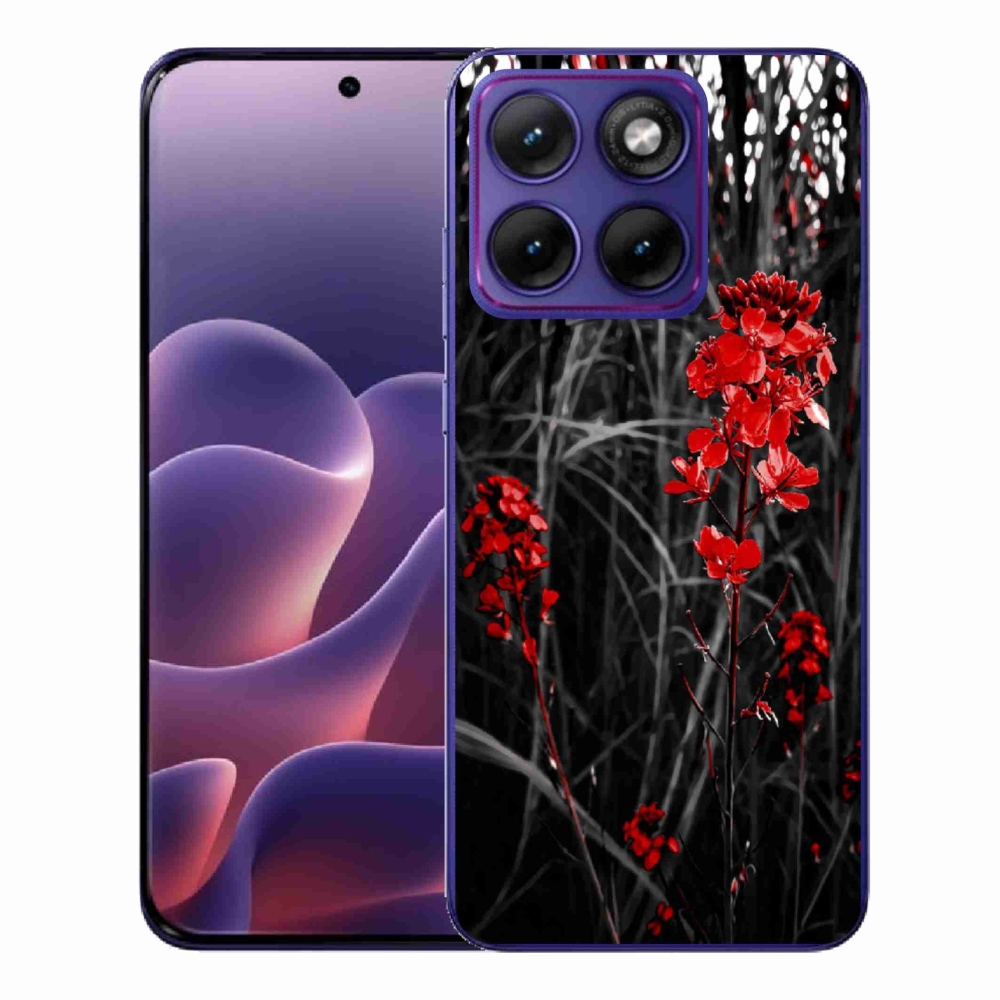Zselés borítás mmCase a Motorola Edge 70 Fusion készülékhez - piros növény