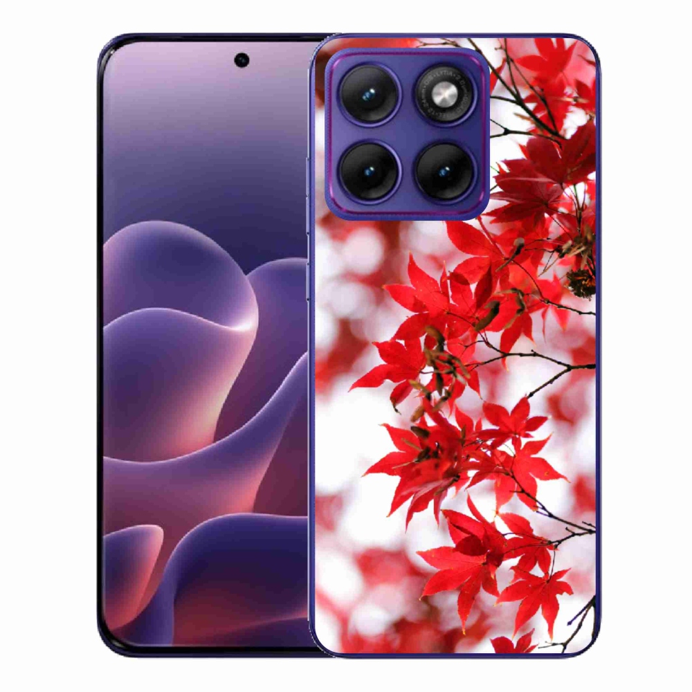 Zselés tok mmCase a Motorola Edge 70 Fusion készülékhez - piros levelek