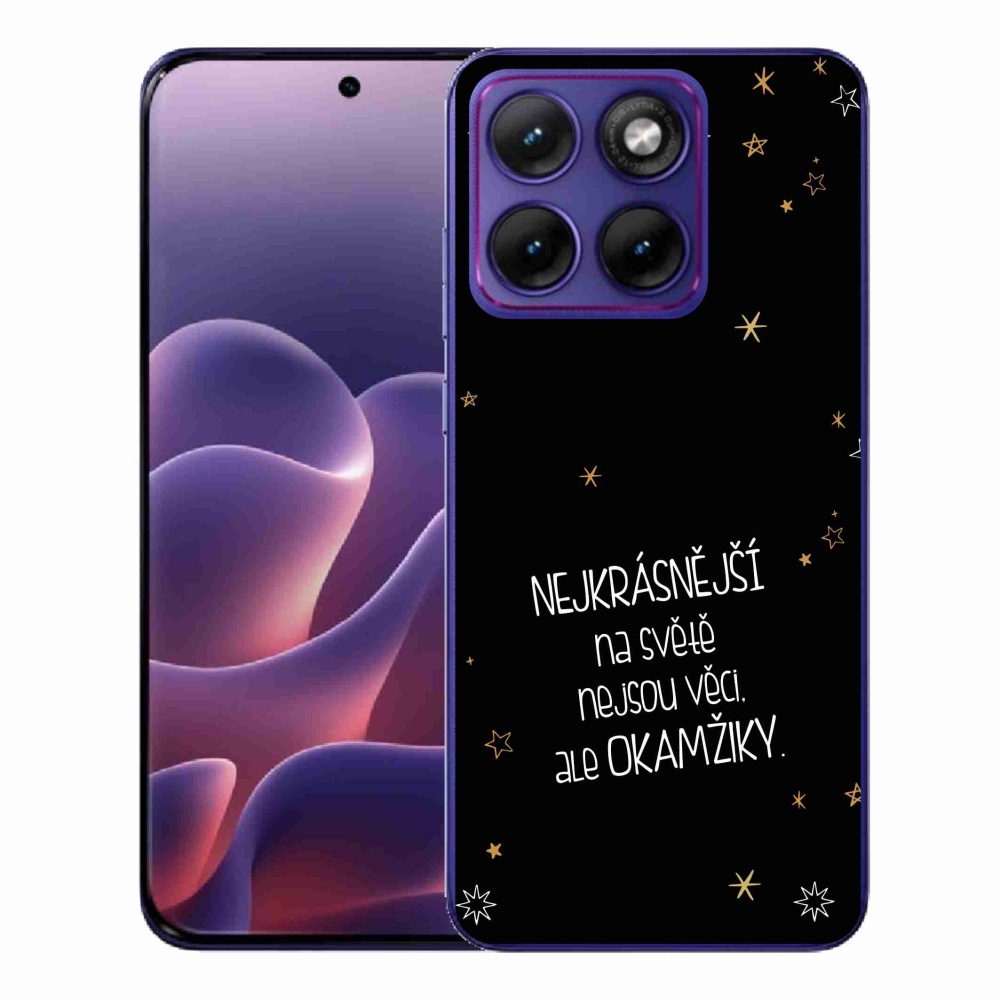 Gél védőburkolat mmCase a Motorola Edge 70 Fusion készülékhez - Idézet 4 fekete háttér