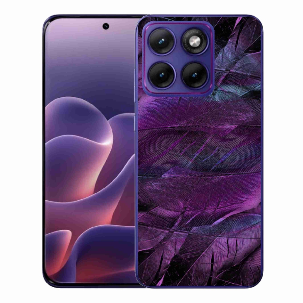 Zselés tok mmCase Motorola Edge 70 Fusion készülékhez - lila tollak
