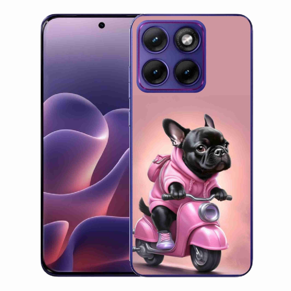 Gélborítás mmCase a Motorola Edge 70 Fusion készülékhez - Francia bulldog egy robogón