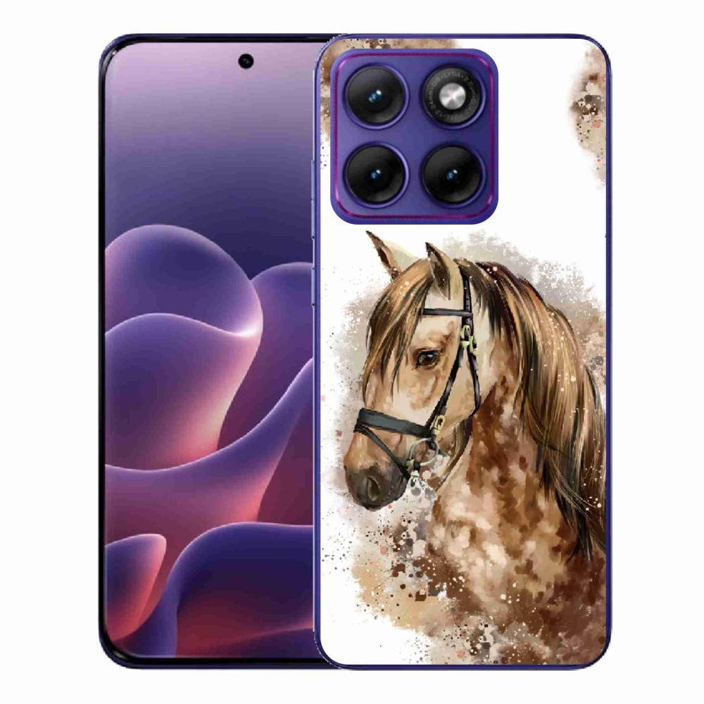 Zselés tok mmCase a Motorola Edge 70 Fusion készülékhez - barna rajzfilm ló