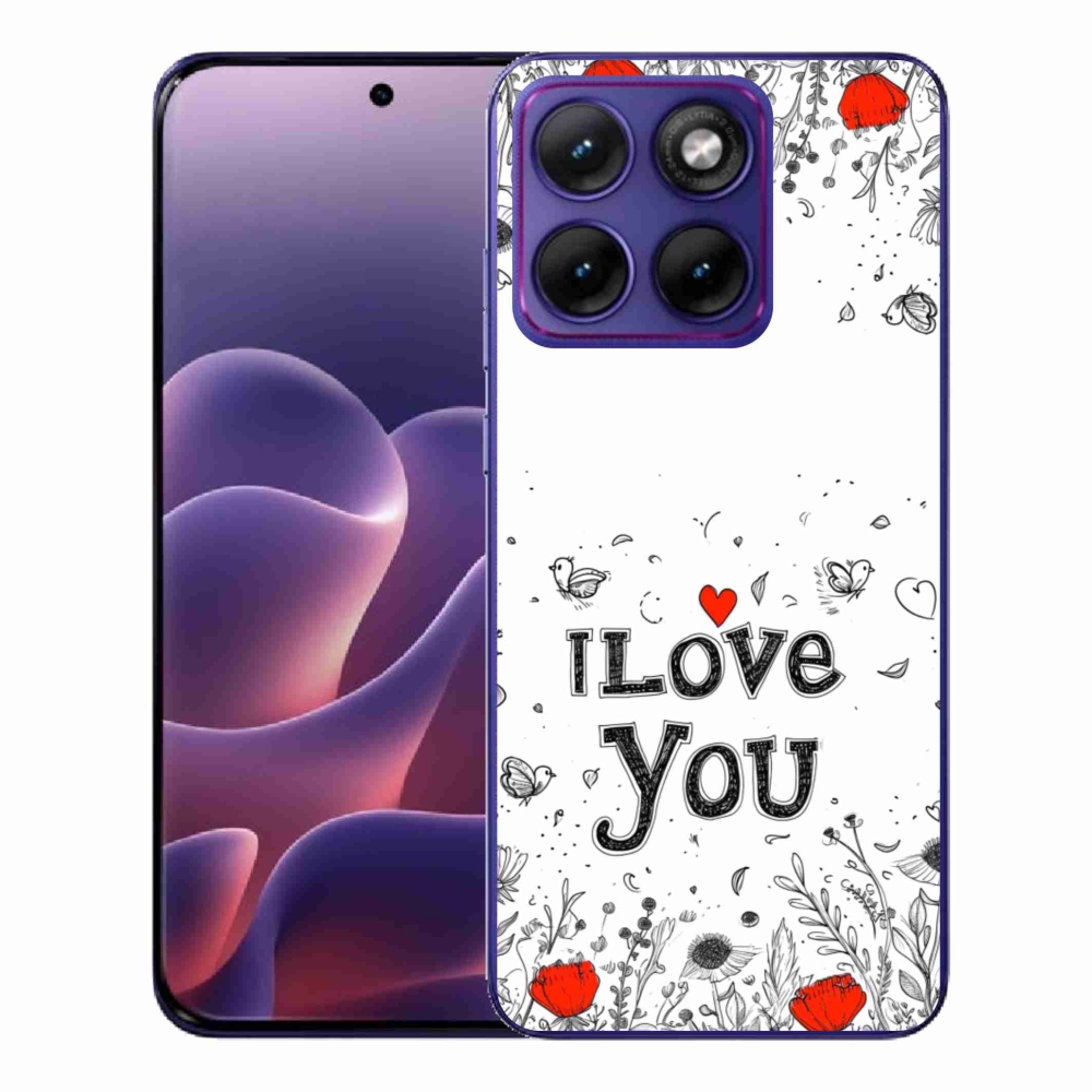 Gél védőhuzat mmCase a Motorola Edge 70 Fusion készülékhez - I love you fehér háttérrel