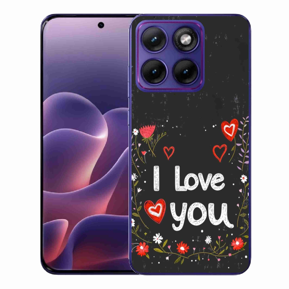 Gél védőhuzat mmCase a Motorola Edge 70 Fusion készülékhez - I love you fekete háttérrel