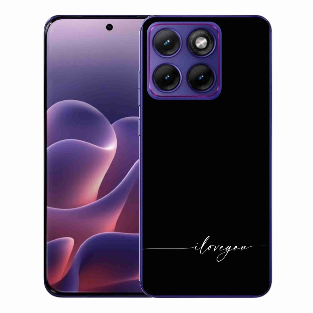 Gél védőhuzat mmCase a Motorola Edge 70 Fusion készülékhez - I love you fekete háttérrel