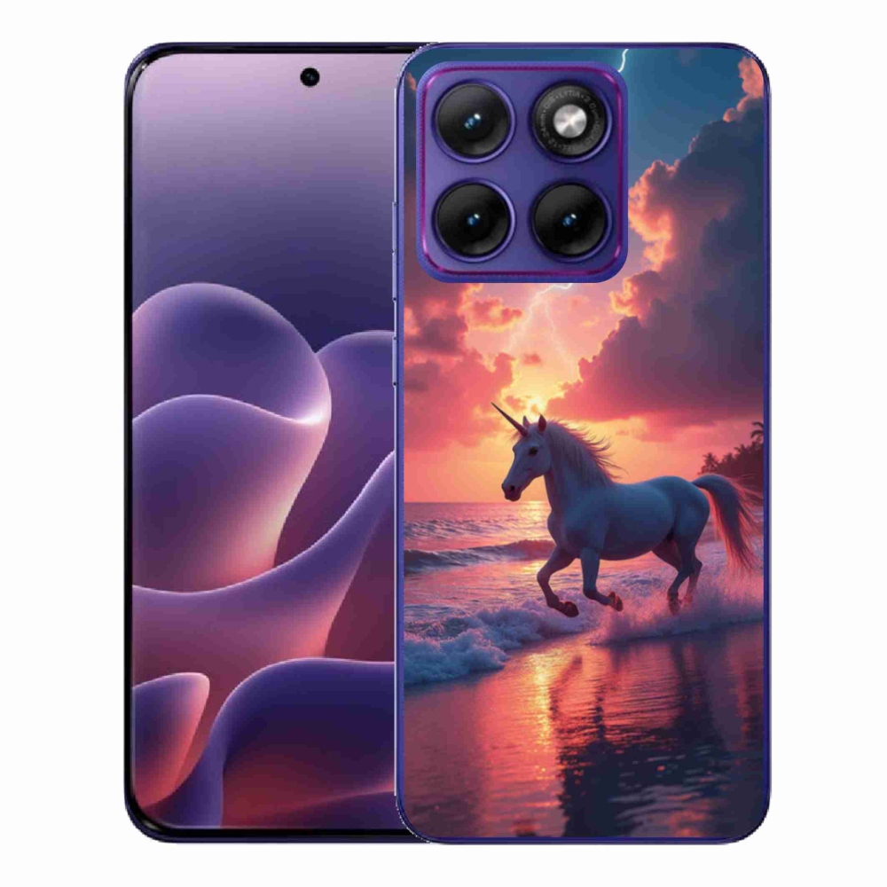 Zselés borítás mmCase a Motorola Edge 70 Fusion készülékhez - egyszarvú a tengerparton