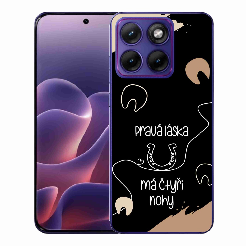 Zselés borítás mmCase a Motorola Edge 70 Fusion készülékhez - ló motívum fekete háttérrel