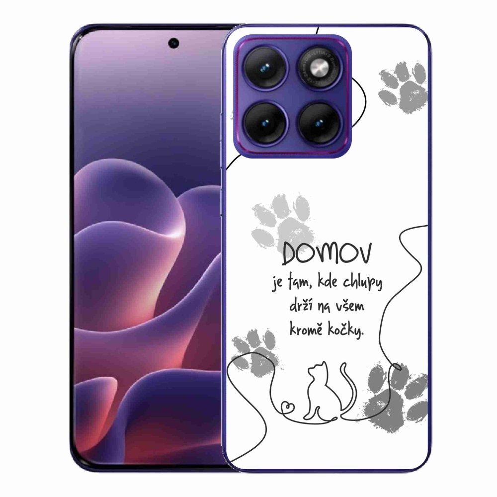 Zselés borító mmCase a Motorola Edge 70 Fusion készülékhez - macska motívum fehér háttérrel