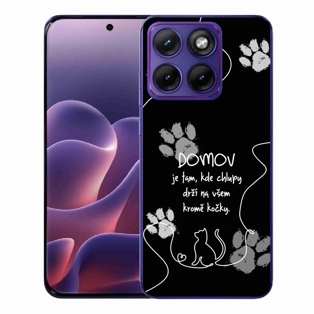 Zselés borítás mmCase a Motorola Edge 70 Fusion készülékhez - macska motívum fekete háttérrel