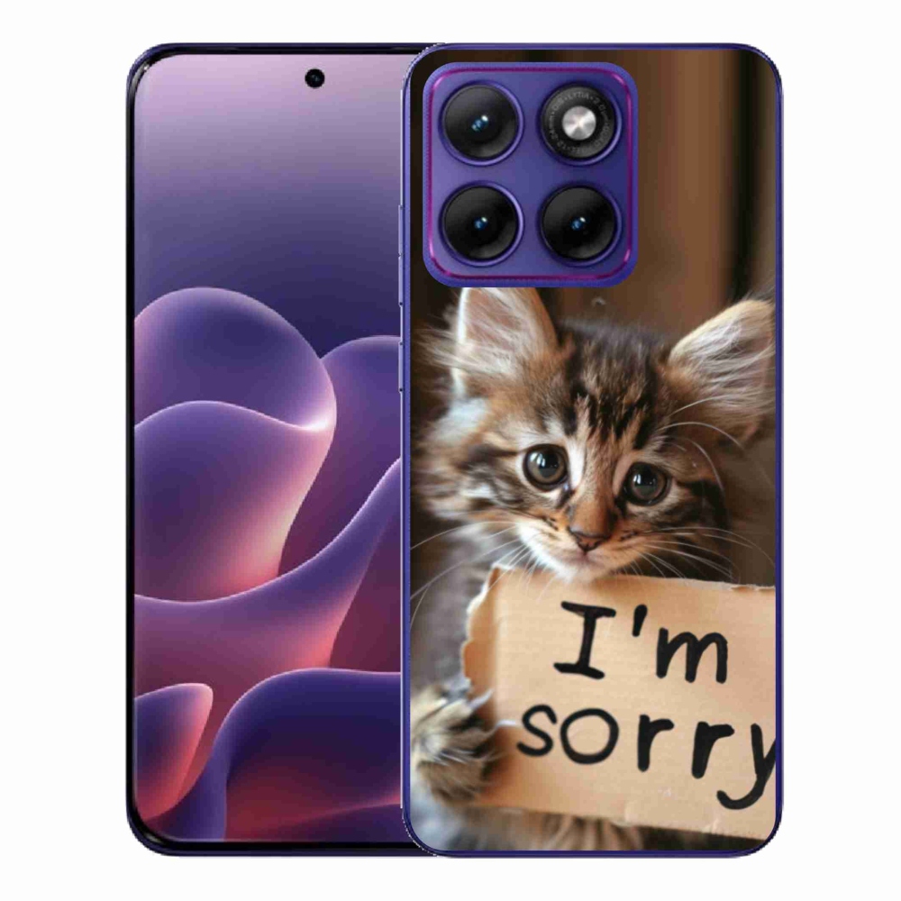Zselés borítás mmCase a Motorola Edge 70 Fusion készülékhez - macska bocsánatkérés