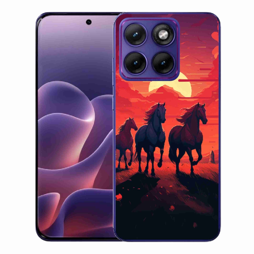Zselés borítás mmCase a Motorola Edge 70 Fusion készülékhez - lovak és naplemente