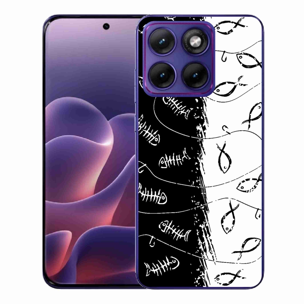 Zselés borítás mmCase a Motorola Edge 70 Fusion számára - csontvázak és halak