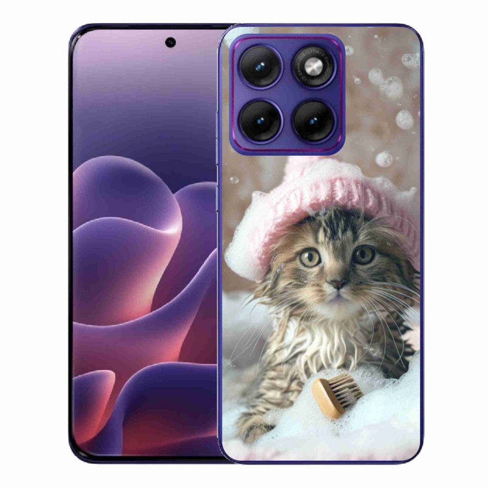 Zselés borítás mmCase a Motorola Edge 70 Fusion készülékhez - cica és fürdés