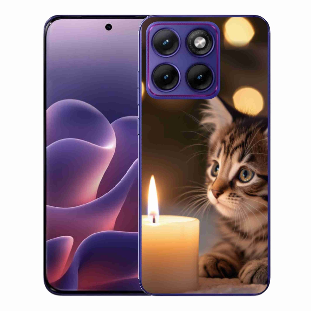 Zselés borítás mmCase a Motorola Edge 70 Fusion készülékhez - cica és gyertya