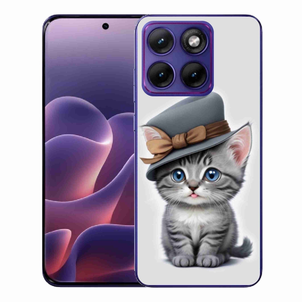 Zselés borítás mmCase a Motorola Edge 70 Fusion készülékhez - cica sapkával