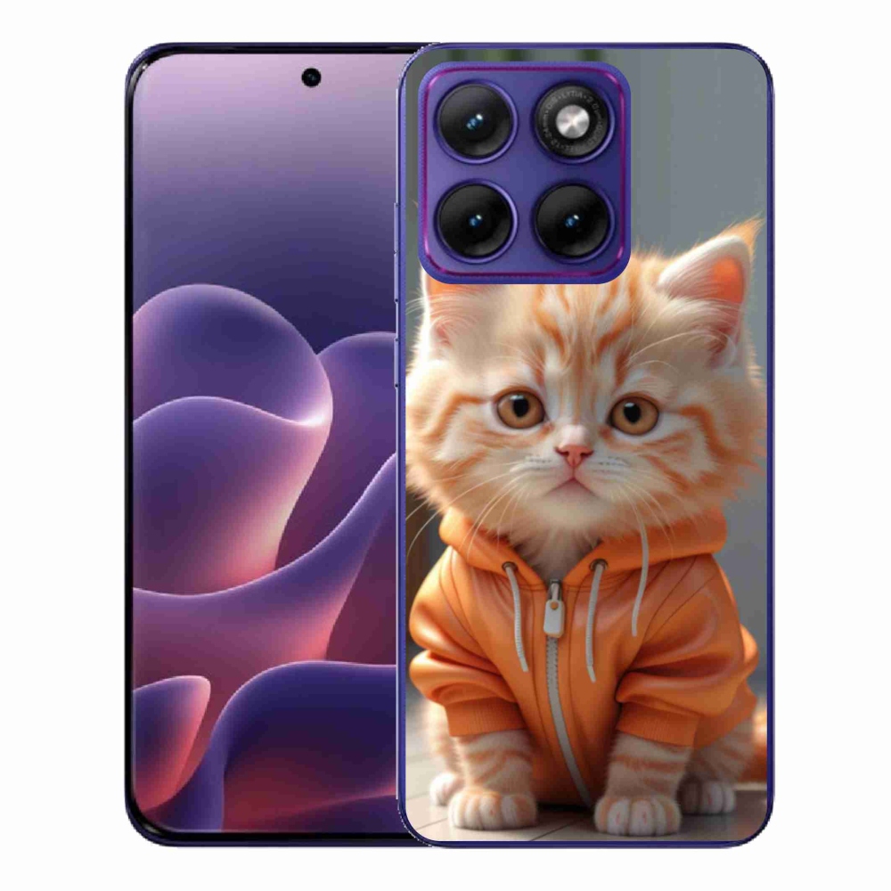 Zselés borítás mmCase a Motorola Edge 70 Fusion készülékhez - cica melegítőben