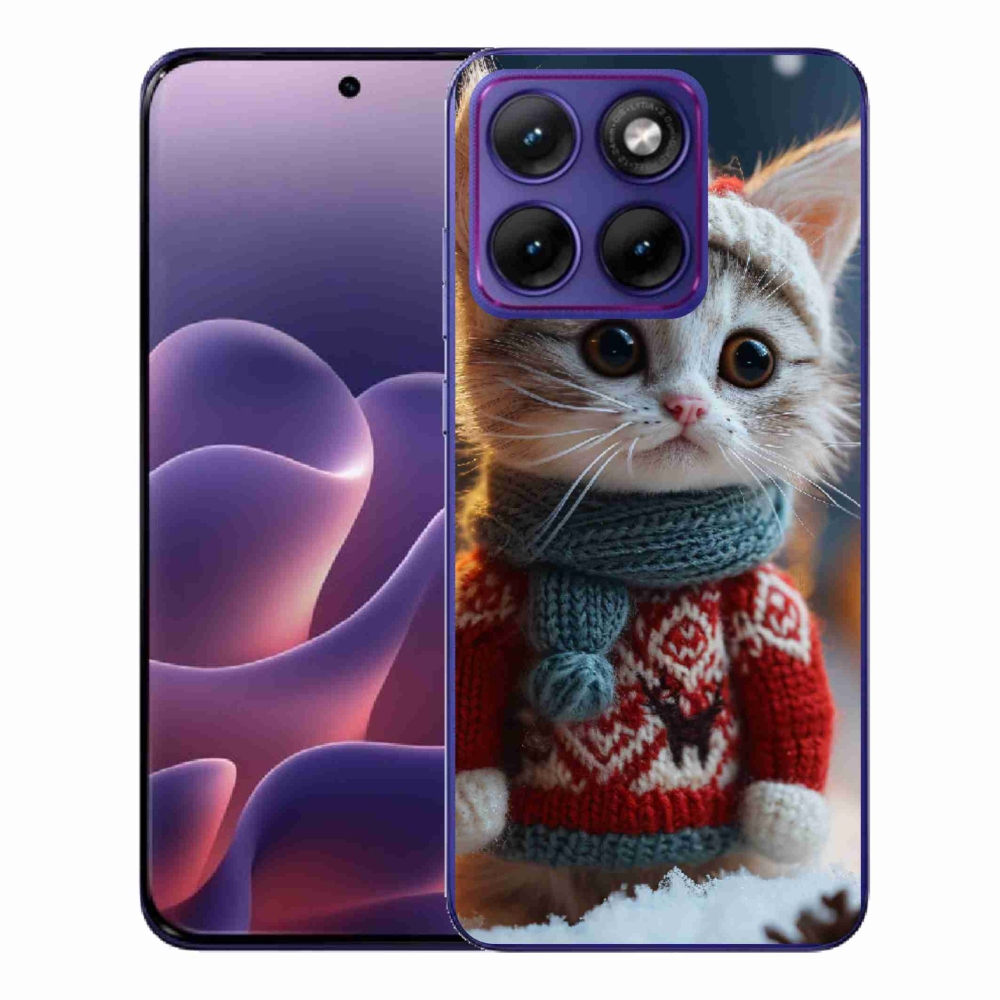 Zselés borítás mmCase a Motorola Edge 70 Fusion készülékhez - cica pulóverben